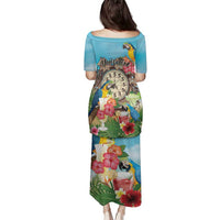 Personalized It's 5 o'clock Somewhere Family Matching Puletasi and Hawaiian Shirt Hawaiian Tropical Parrots - Wonder Print Shop