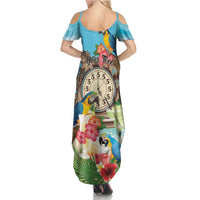 Personalized It's 5 o'clock Somewhere Family Matching Summer Maxi Dress and Hawaiian Shirt Hawaiian Tropical Parrots - Wonder Print Shop