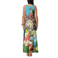 Personalized It's 5 o'clock Somewhere Family Matching Tank Maxi Dress and Hawaiian Shirt Hawaiian Tropical Parrots - Wonder Print Shop
