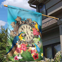 It's 5 o'clock Somewhere Garden Flag Hawaiian Tropical Parrots - Wonder Print Shop