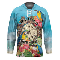 Personalized It's 5 o'clock Somewhere Hockey Jersey Hawaiian Tropical Parrots - Wonder Print Shop