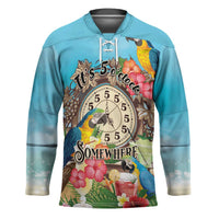 Personalized It's 5 o'clock Somewhere Hockey Jersey Hawaiian Tropical Parrots - Wonder Print Shop