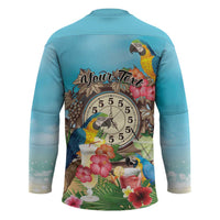Personalized It's 5 o'clock Somewhere Hockey Jersey Hawaiian Tropical Parrots - Wonder Print Shop