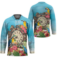 Personalized It's 5 o'clock Somewhere Hockey Jersey Hawaiian Tropical Parrots - Wonder Print Shop