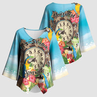 Personalized It's 5 o'clock Somewhere Kimono Sleeve Blouse Hawaiian Tropical Parrots - Wonder Print Shop
