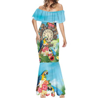 Personalized It's 5 o'clock Somewhere Mermaid Dress Hawaiian Tropical Parrots - Wonder Print Shop