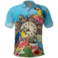 Personalized It's 5 o'clock Somewhere Polo Shirt Hawaiian Tropical Parrots - Wonder Print Shop