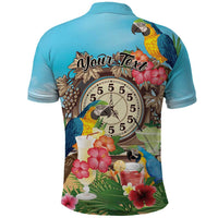 Personalized It's 5 o'clock Somewhere Polo Shirt Hawaiian Tropical Parrots - Wonder Print Shop