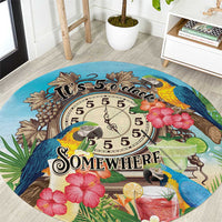 It's 5 o'clock Somewhere Round Carpet Hawaiian Tropical Parrots - Wonder Print Shop