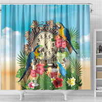 It's 5 o'clock Somewhere Shower Curtain Hawaiian Tropical Parrots - Wonder Print Shop
