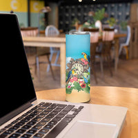 Personalized It's 5 o'clock Somewhere Skinny Tumbler Hawaiian Tropical Parrots - Wonder Print Shop