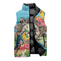 Personalized It's 5 o'clock Somewhere Sleeveless Puffer Jacket Hawaiian Tropical Parrots - Wonder Print Shop