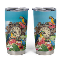 Personalized It's 5 o'clock Somewhere Tumbler Cup Hawaiian Tropical Parrots - Wonder Print Shop
