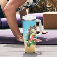 Personalized It's 5 o'clock Somewhere Tumbler With Handle Hawaiian Tropical Parrots - Wonder Print Shop
