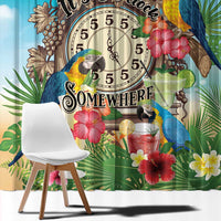 It's 5 o'clock Somewhere Window Curtain Hawaiian Tropical Parrots - Wonder Print Shop