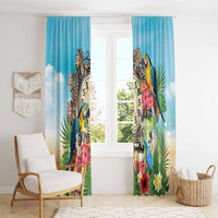 It's 5 o'clock Somewhere Window Curtain Hawaiian Tropical Parrots - Wonder Print Shop