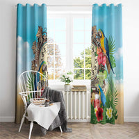 It's 5 o'clock Somewhere Window Curtain Hawaiian Tropical Parrots - Wonder Print Shop