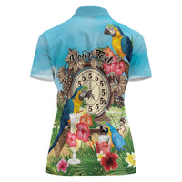 Personalized It's 5 o'clock Somewhere Women Polo Shirt Hawaiian Tropical Parrots - Wonder Print Shop