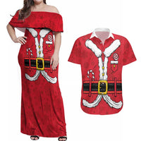 Personalized Santa Costume Couples Matching Off Shoulder Maxi Dress and Hawaiian Shirt Funny Christmas - Wonder Print Shop