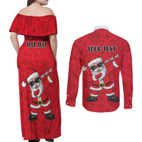 Personalized Santa Costume Couples Matching Off Shoulder Maxi Dress and Long Sleeve Button Shirt Funny Christmas - Wonder Print Shop