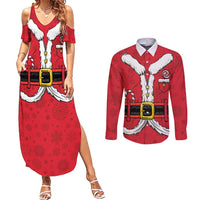Personalized Santa Costume Couples Matching Summer Maxi Dress and Long Sleeve Button Shirt Funny Christmas - Wonder Print Shop