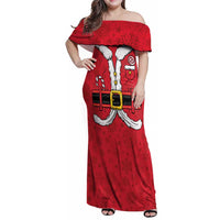 Personalized Santa Costume Family Matching Off Shoulder Maxi Dress and Hawaiian Shirt Funny Christmas - Wonder Print Shop