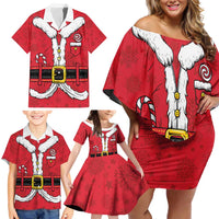 Personalized Santa Costume Family Matching Off Shoulder Short Dress and Hawaiian Shirt Funny Christmas - Wonder Print Shop