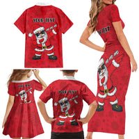 Personalized Santa Costume Family Matching Short Sleeve Bodycon Dress and Hawaiian Shirt Funny Christmas - Wonder Print Shop