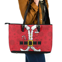 Santa Costume Leather Tote Bag Funny Christmas - Wonder Print Shop