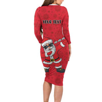 Personalized Santa Costume Long Sleeve Bodycon Dress Funny Christmas - Wonder Print Shop