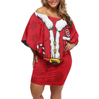 Personalized Santa Costume Off Shoulder Short Dress Funny Christmas - Wonder Print Shop
