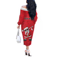 Personalized Santa Costume Off The Shoulder Long Sleeve Dress Funny Christmas - Wonder Print Shop