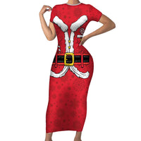 Personalized Santa Costume Short Sleeve Bodycon Dress Funny Christmas - Wonder Print Shop
