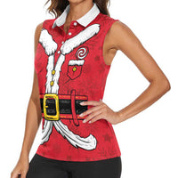 Personalized Santa Costume Women Sleeveless Polo Shirt Funny Christmas - Wonder Print Shop