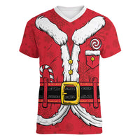 Personalized Santa Costume Women V-Neck T-Shirt Funny Christmas - Wonder Print Shop