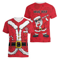 Personalized Santa Costume Women V-Neck T-Shirt Funny Christmas - Wonder Print Shop