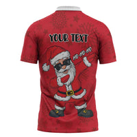 Personalized Santa Costume Zipper Polo Shirt Funny Christmas - Wonder Print Shop