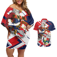 Panama Fiestas Patrias Couples Matching Off Shoulder Short Dress and Hawaiian Shirt Pro Mundi Beneficio - Wonder Print Shop