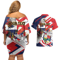 Panama Fiestas Patrias Couples Matching Off Shoulder Short Dress and Hawaiian Shirt Pro Mundi Beneficio - Wonder Print Shop