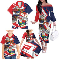 Panama Fiestas Patrias Family Matching Off The Shoulder Long Sleeve Dress and Hawaiian Shirt Pro Mundi Beneficio - Wonder Print Shop
