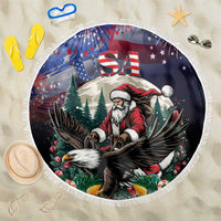 USA Christmas Beach Blanket Santa Claus With Eagle - Wonder Print Shop