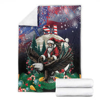 USA Christmas Blanket Santa Claus With Eagle