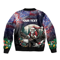 Personalized USA Christmas Bomber Jacket Santa Claus With Eagle - Wonder Print Shop