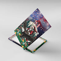 USA Christmas Canvas Wall Art Santa Claus With Eagle - Wonder Print Shop