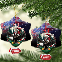 USA Christmas Ceramic Ornament Santa Claus With Eagle - Wonder Print Shop
