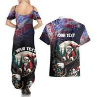 Personalized USA Christmas Couples Matching Summer Maxi Dress and Hawaiian Shirt Santa Claus With Eagle - Wonder Print Shop