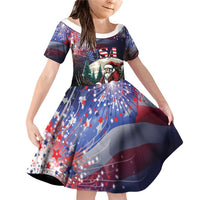 Personalized USA Christmas Family Matching Off Shoulder Short Dress and Hawaiian Shirt Santa Claus With Eagle - Wonder Print Shop