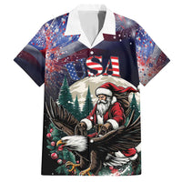 Personalized USA Christmas Family Matching Off Shoulder Short Dress and Hawaiian Shirt Santa Claus With Eagle - Wonder Print Shop