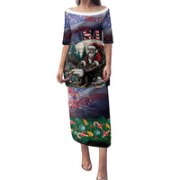 Personalized USA Christmas Family Matching Puletasi and Hawaiian Shirt Santa Claus With Eagle - Wonder Print Shop