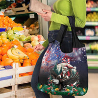 USA Christmas Grocery Bag Santa Claus With Eagle